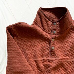 Quilted Snap Sweater Men's L Pullover (Rust)